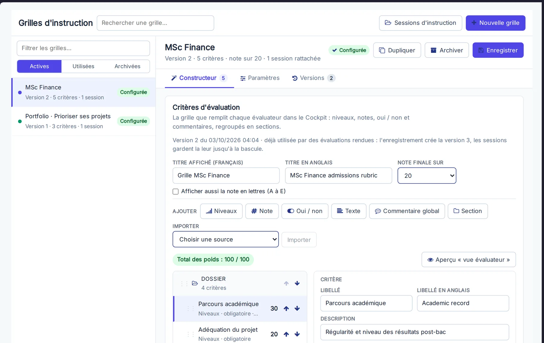 Préparer les grilles dans MeetYourSchool