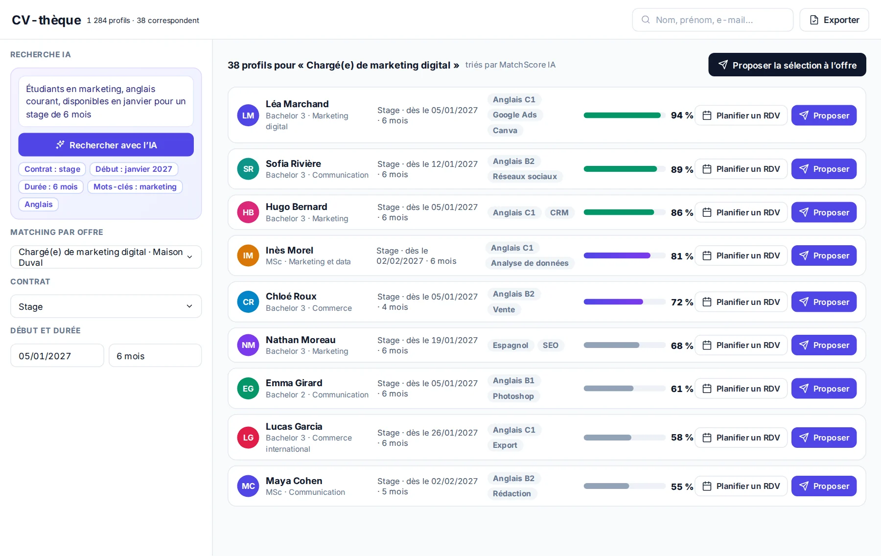 Une sélection d’offres pour chaque étudiant, dans MeetYourSchool