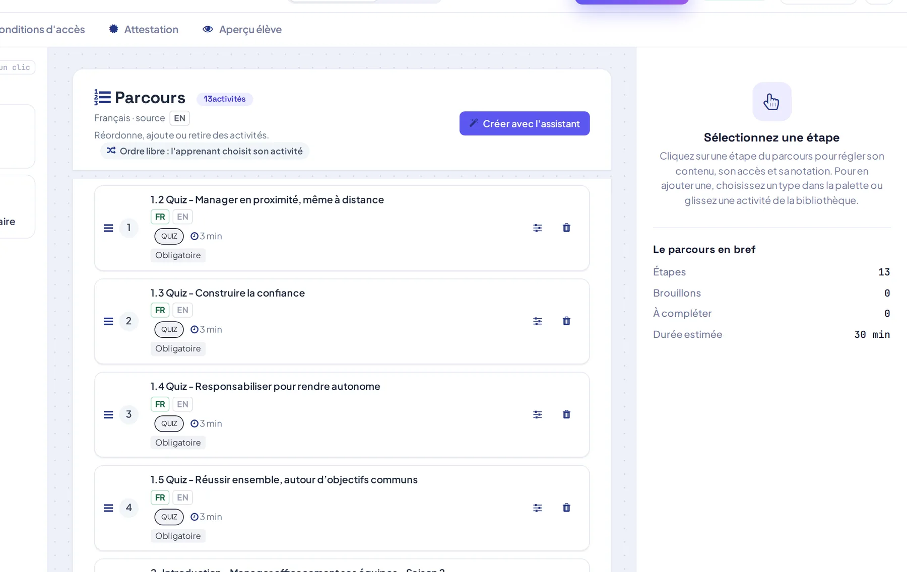 Concevoir le parcours dans MeetYourSchool