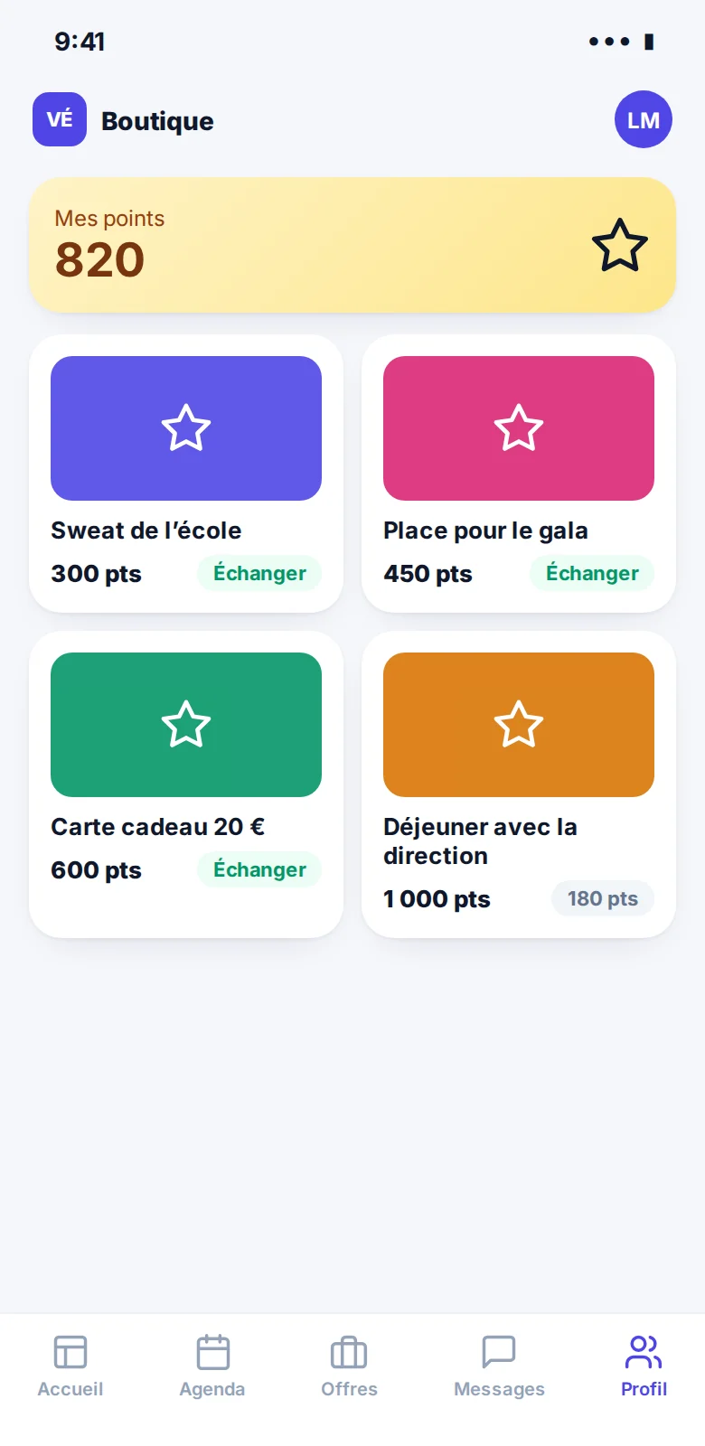 La boutique de récompenses, vu par ambassadeur