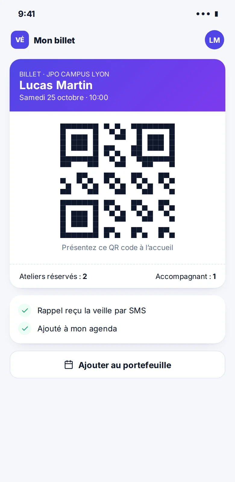 Son billet et ses rappels, vu par visiteur