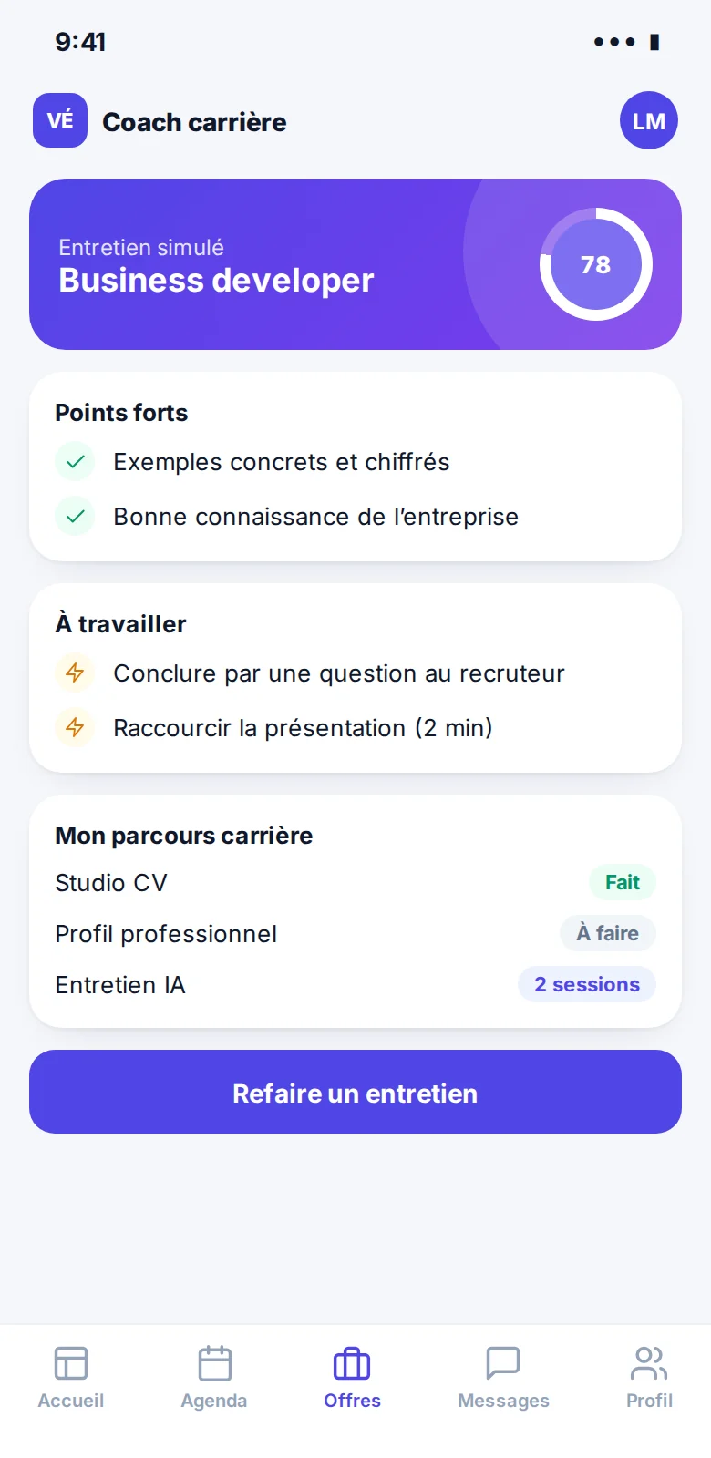 Son coach d’entretien, vu par étudiant
