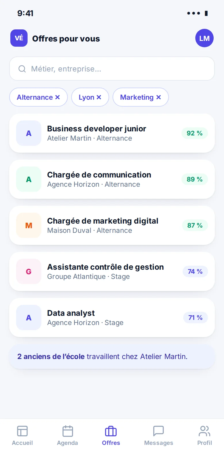Des offres pour lui, vu par apprenti
