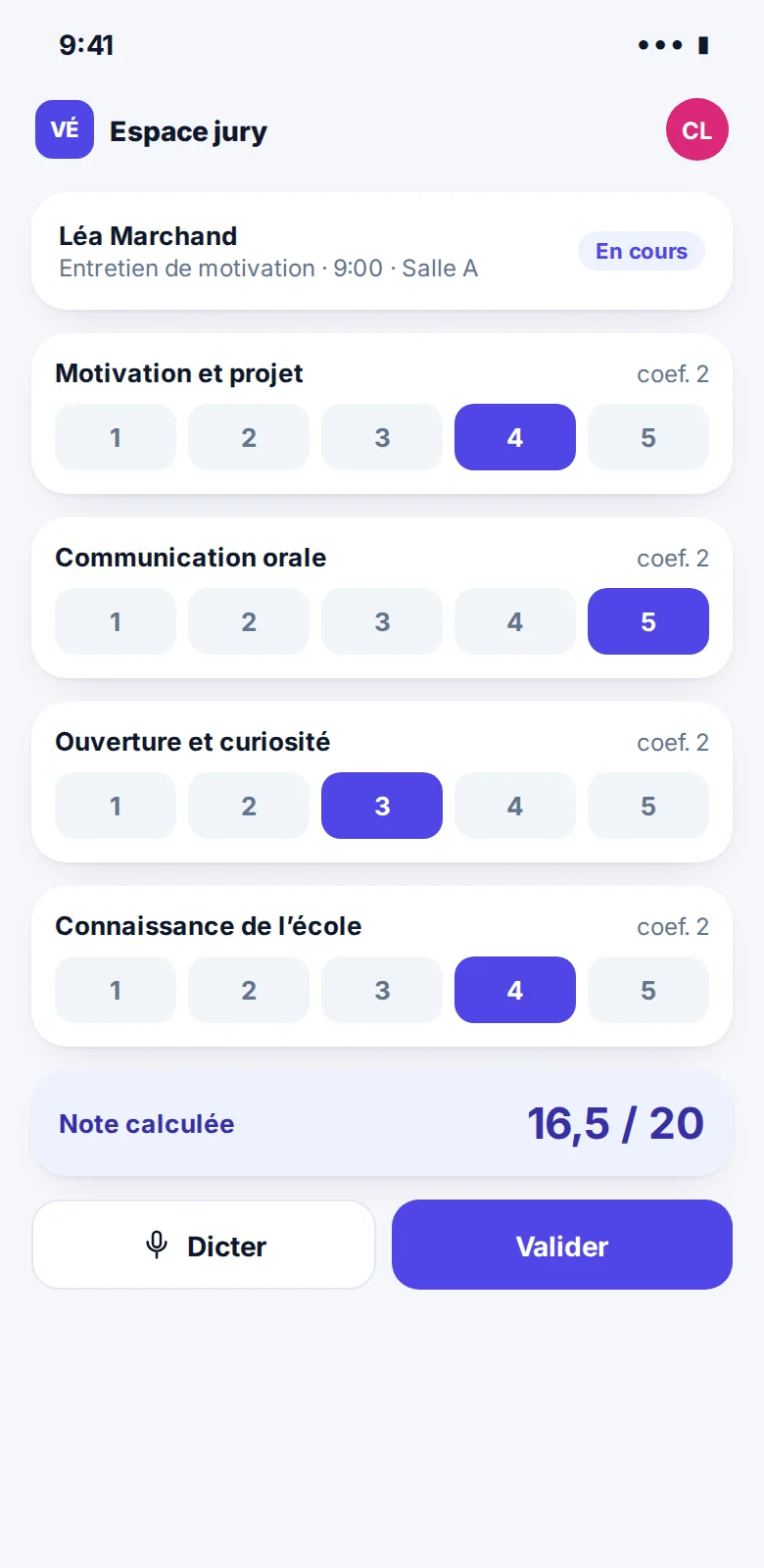 Il note pendant l’oral, vu par jury