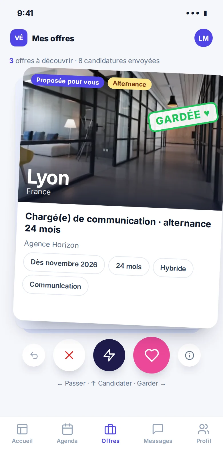 Les offres à faire glisser, vu par étudiant